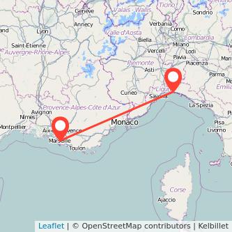 Genova Marseille train map