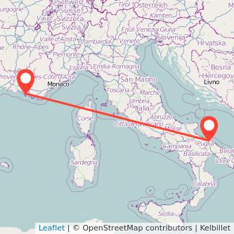 Bari Marseille train map