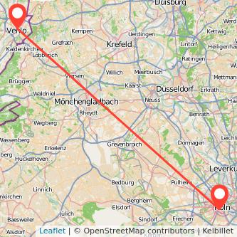 Venlo Köln Mitfahrgelegenheit Karte