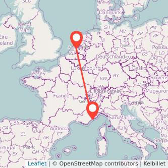 Rotterdam Nice train map