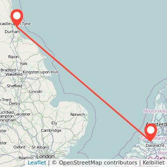 Rotterdam Sunderland train map