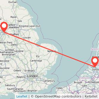 Rotterdam Manchester train map