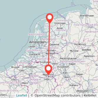 Maastricht Leeuwarden Mitfahrgelegenheit Karte