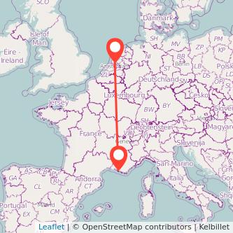 Amsterdam Marseille train map