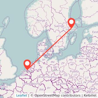 Amsterdam Stockholm bus map