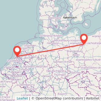 Szczecin Amsterdam bus map