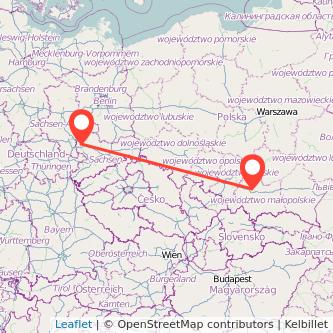 Krakau Leipzig Mitfahrgelegenheit Karte