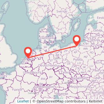 Gdańsk Amsterdam bus map