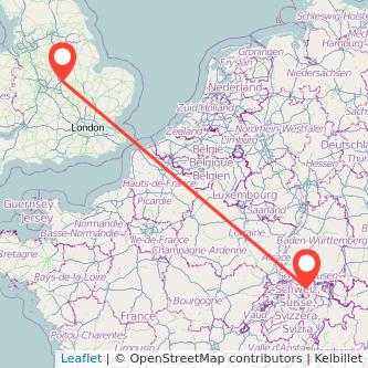 Zurich Leicester train map