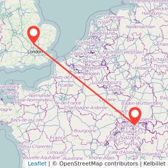 Zurich Hitchin train map