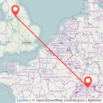 Zurich Bradford train map