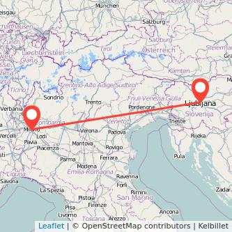 Ljubljana Milan train map