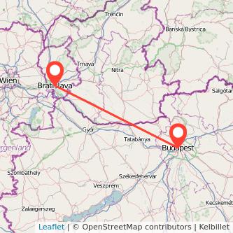 Bratislava Budapest train map