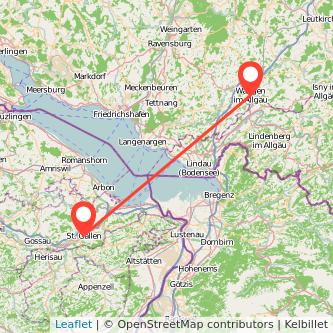 St Gallen Wangen im Allgäu Bus Karte