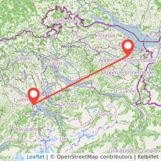 St Gallen Luzern Mitfahrgelegenheit Karte