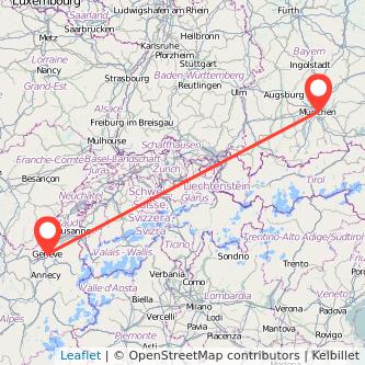Geneva Munich train map