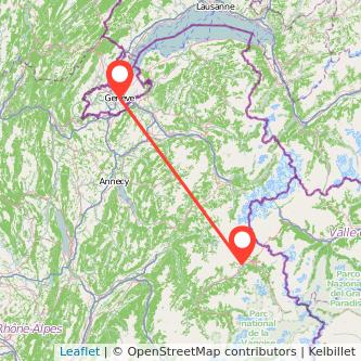 Genf Bourg Saint Maurice - Les Arcs Bahn Karte