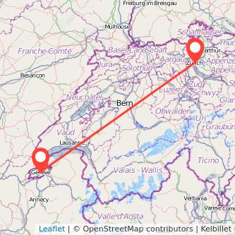 Geneva Zurich train map