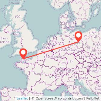 Guernsey Berlin flight map