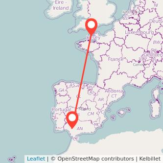 Guernsey Seville flight map