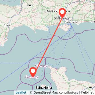 Guernsey Southampton flight map