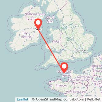 Guernsey Dublin flight map