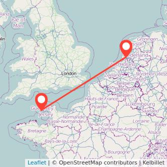 Guernsey Amsterdam flight map