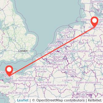 Jersey Hamburg flight map