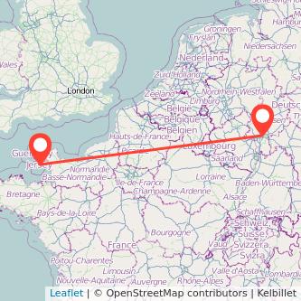 Jersey Frankfurt flight map