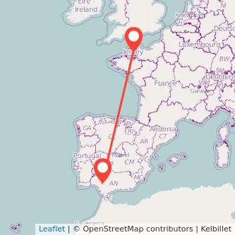 Jersey Seville flight map