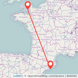 Jersey Barcelona flight map