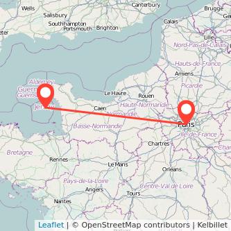 Jersey Paris flight map