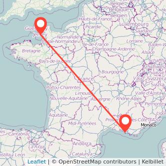 Jersey Marseille flight map