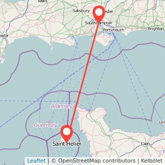 Jersey Southampton flight map