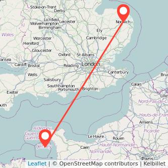 Jersey Norwich flight map