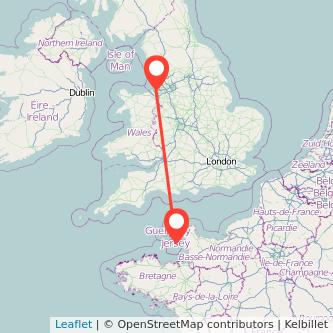 Jersey Liverpool flight map
