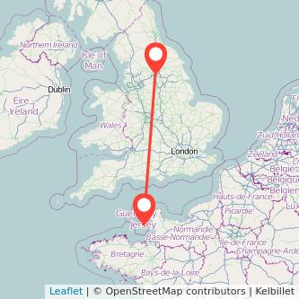 Jersey Leeds flight map