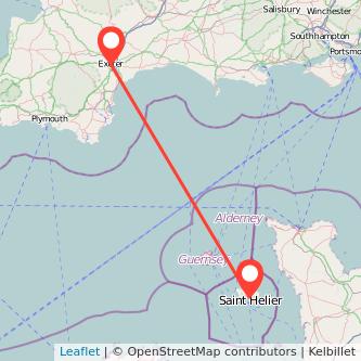 Jersey Exeter flight map