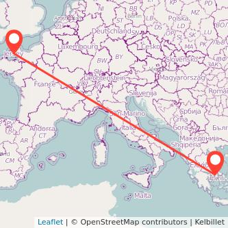 Jersey Athens flight map