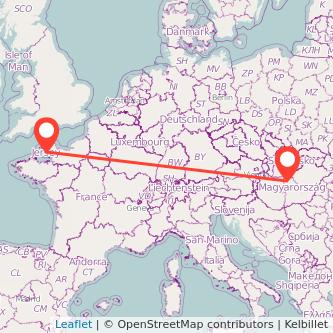 Jersey Budapest flight map