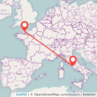 Jersey Rome flight map