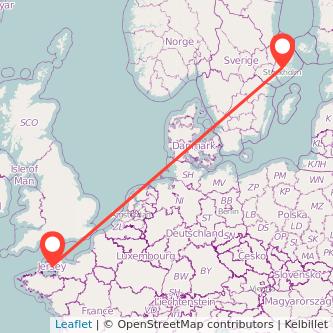 Jersey Stockholm flight map
